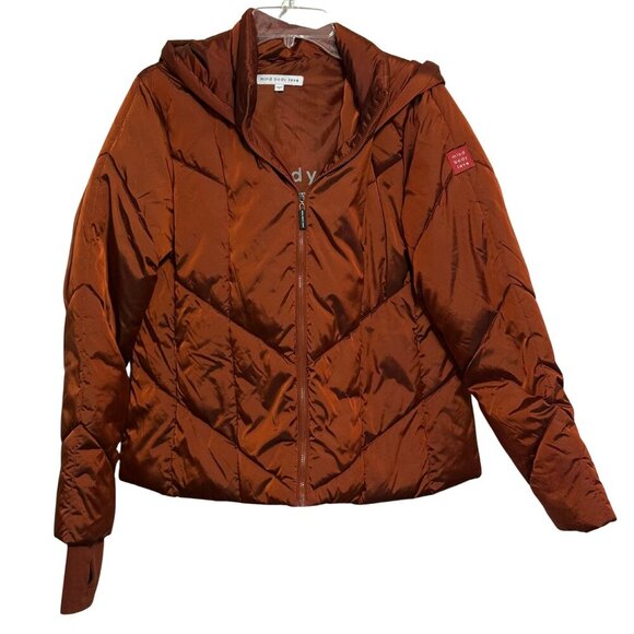 Womens Mind Body Love Burnt Orange Puffer Jacket - Size Small - Picture 2 of 10